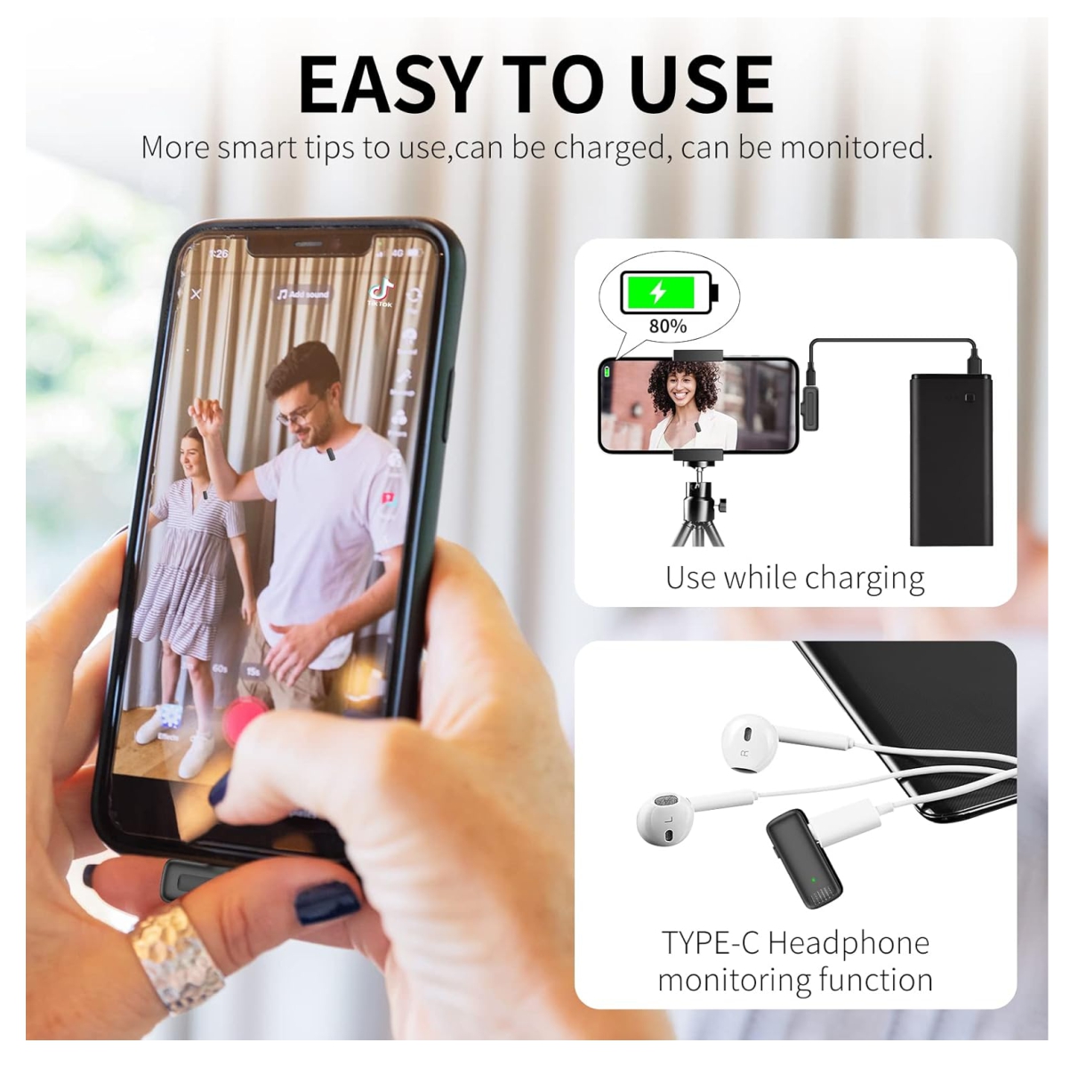 Miniatura 2 de Microfono de Solapa Recargable Dual